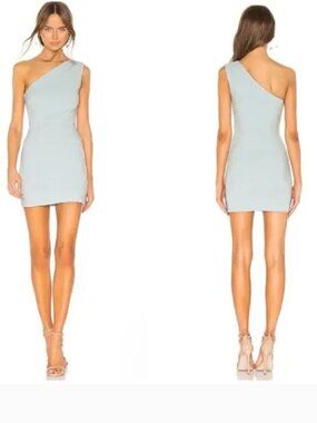 Michael Costello x Revolve Size X-Small Ice Blue One Shoulder Ava Dress NWT